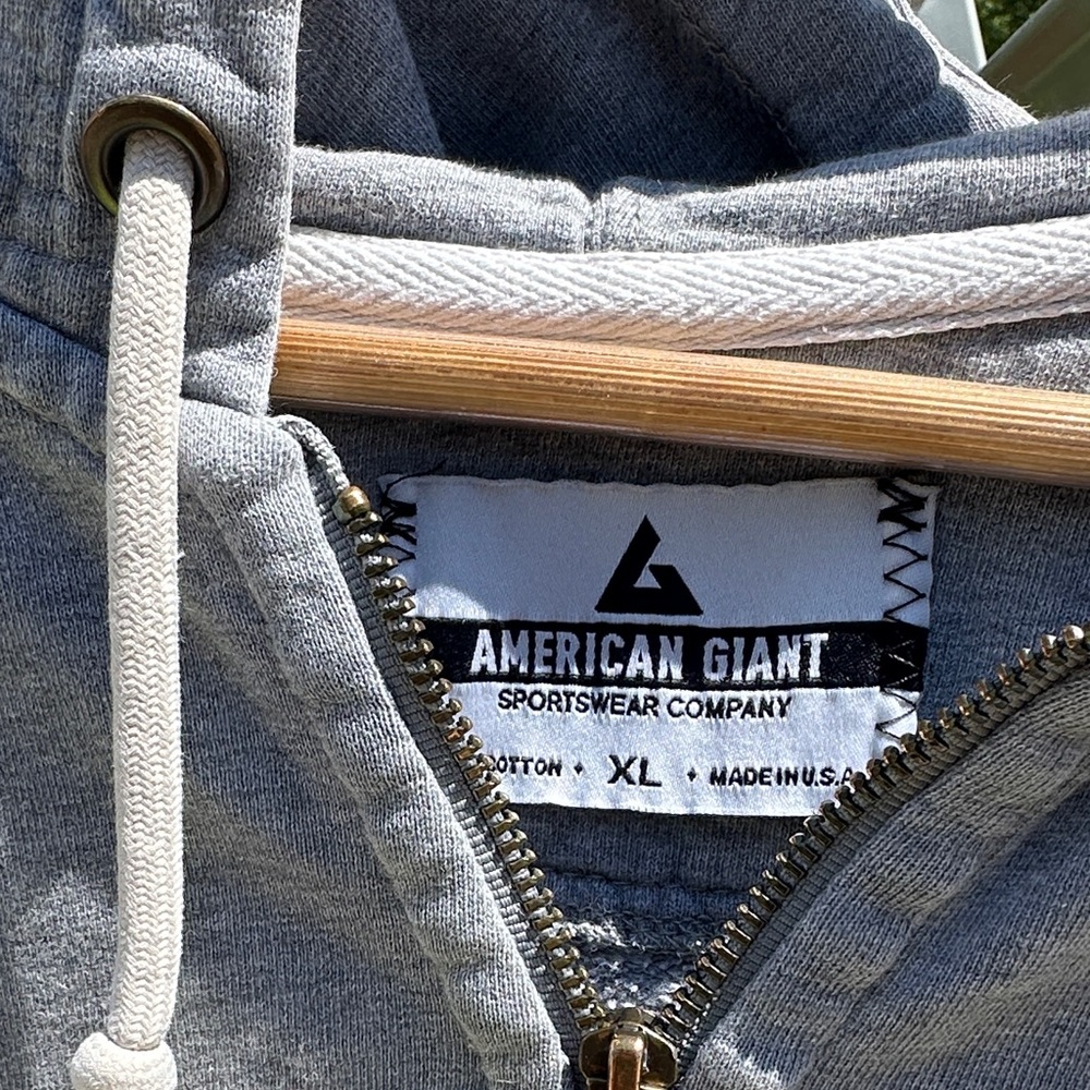American Giant Gray Zip-Up Hoodie Mens XL MID WEIGHT